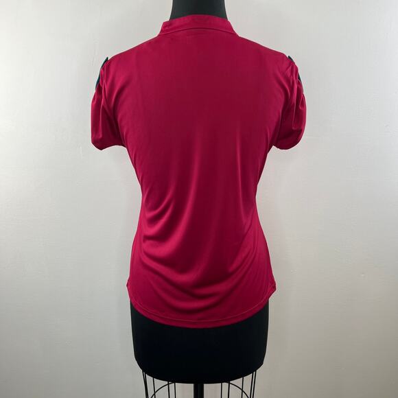 Greg Norman Play Dry Dark Pink V-Neck Short Sleeve Shirt Button Shoulder M - Picture 5 of 8